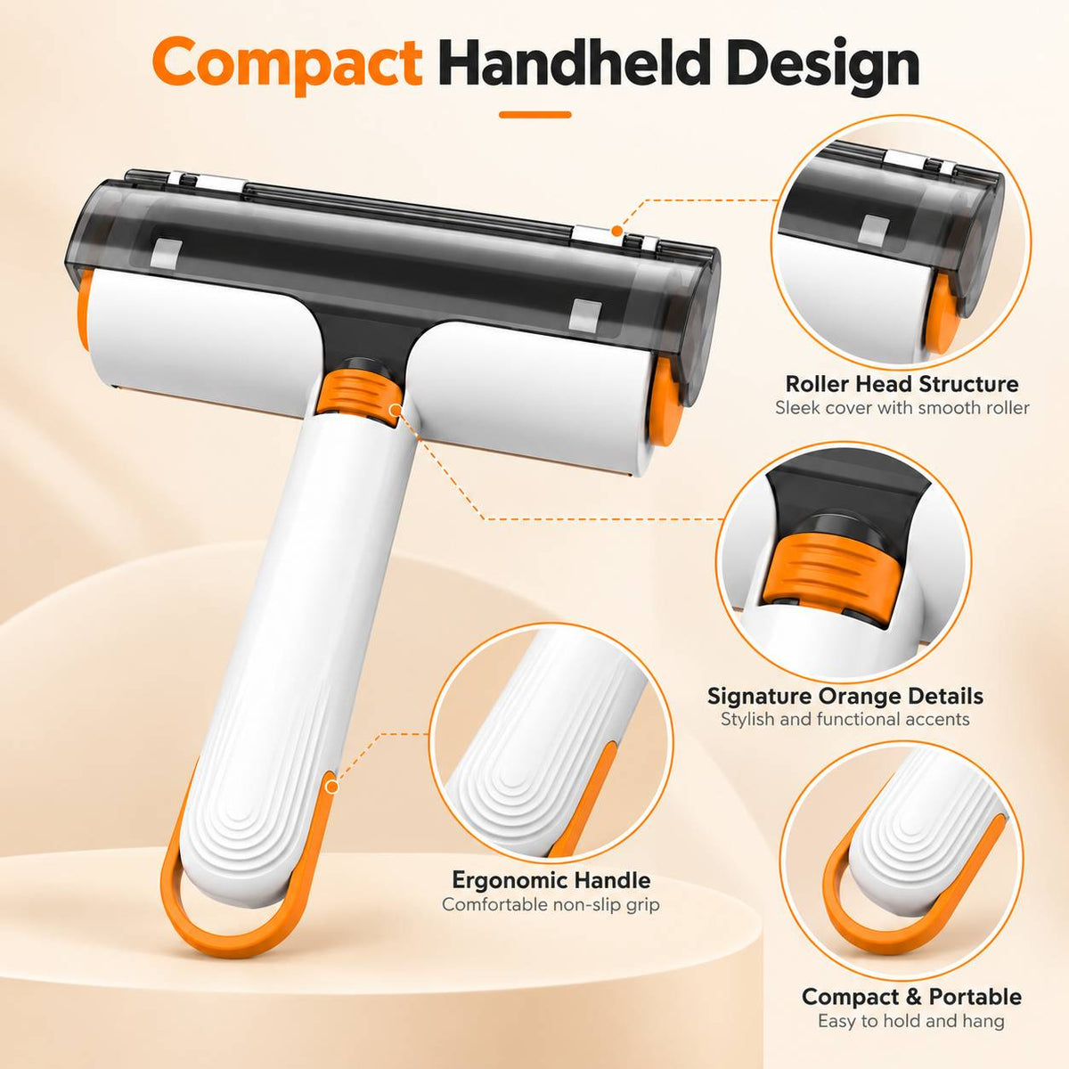 Pet hair remover roller for sofas, bedding and cushions