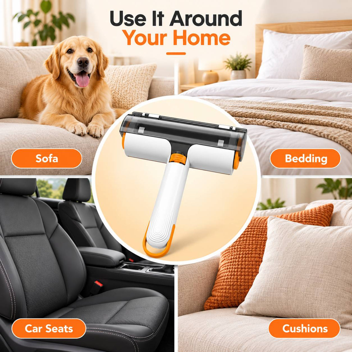 Pet hair remover roller for pet owners and home cleaning